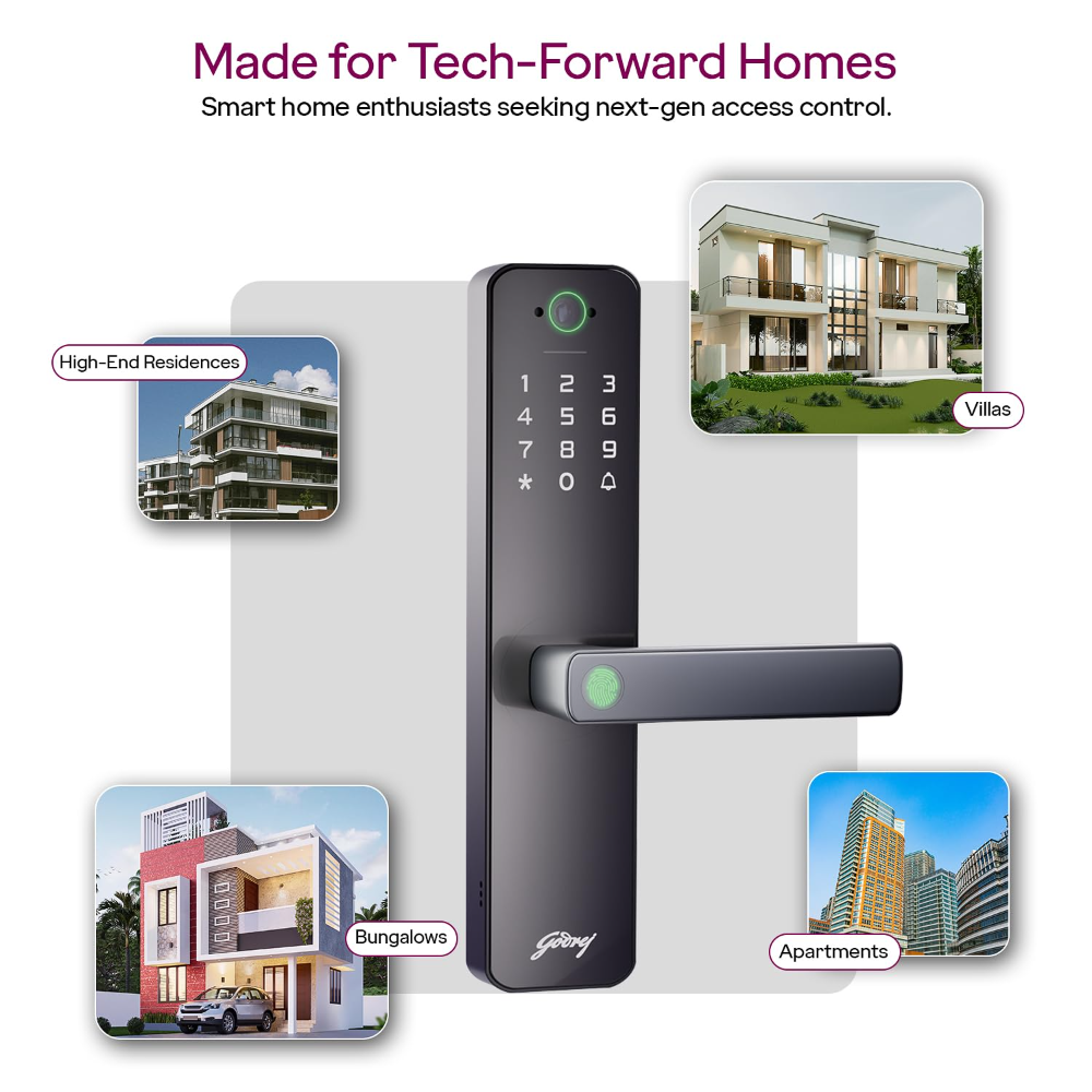 Godrej Smart Lock | Neo Pro View Digital Lock for Wooden Doors with Camera, View Screen, Wi-fi | Mobile App | Built-in Doorbell I 7 in 1 Access I 3 Yr Warranty I Free Installation